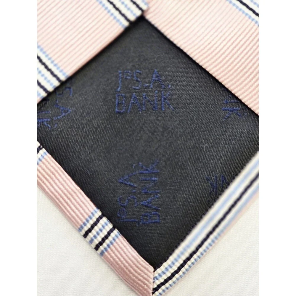 Jos. A. Bank 100% Silk Woven Striped Classic Pointed Tie Pink Blue Black